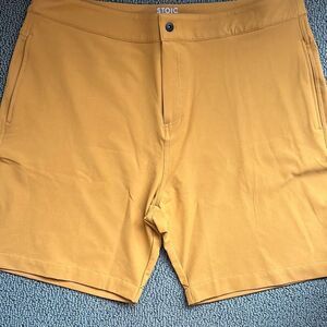 Stoic Men’s Performance Shorts Sz 38 Mustard Casual Dress Plain Front